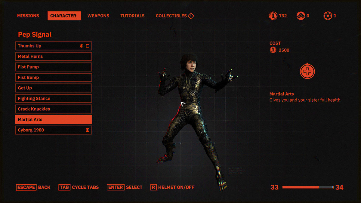 Un ejemplo del menú de personalización con todas sus opciones. Primeras impresiones Wolfenstein YoungBlood