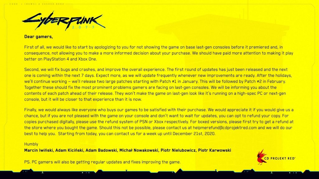 Cyberpunk 2077 - nuevos parches en camino