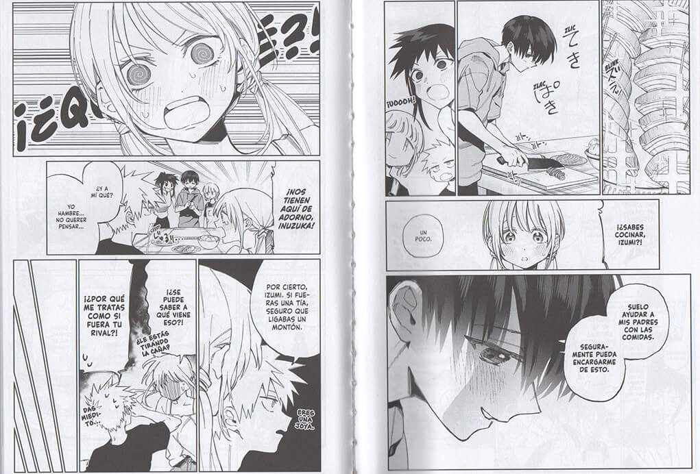 Reseña de Shikimori es más que una cara bonita n.º 3 | Tanto Shikimori como Izumi tienen cosas que se les dan mejor o peor. A veces el manga incrusta algunas bromas un poco fuera de sitio.