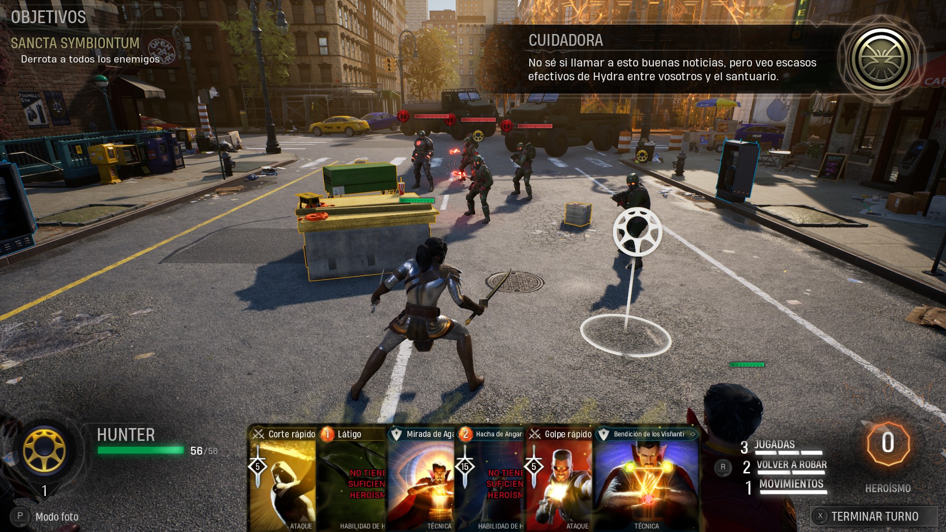 Análisis de Marvel's Midnight Suns | Conforme vayamos jugando iremos consumiendo jugadas. Algunas cartas recuperan jugadas. Podremos eliminar las que no queramos e ir robando un máximo de veces por turno.