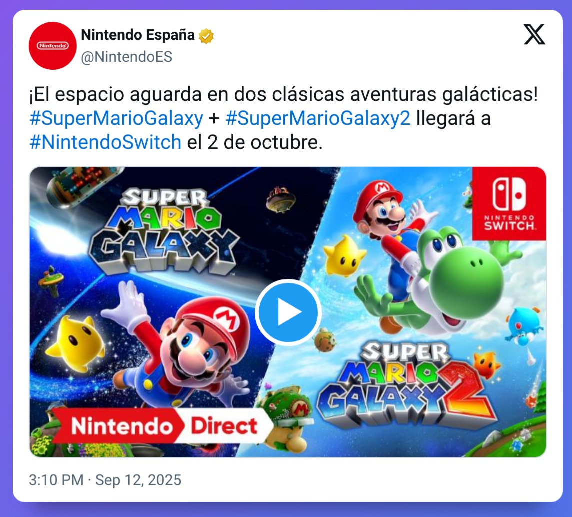 Nintendo ha confirmado que relanzará Super Mario Galaxi 1 y Super Mario Galaxi 2 en Nintendo Switch. Os lo contamos.