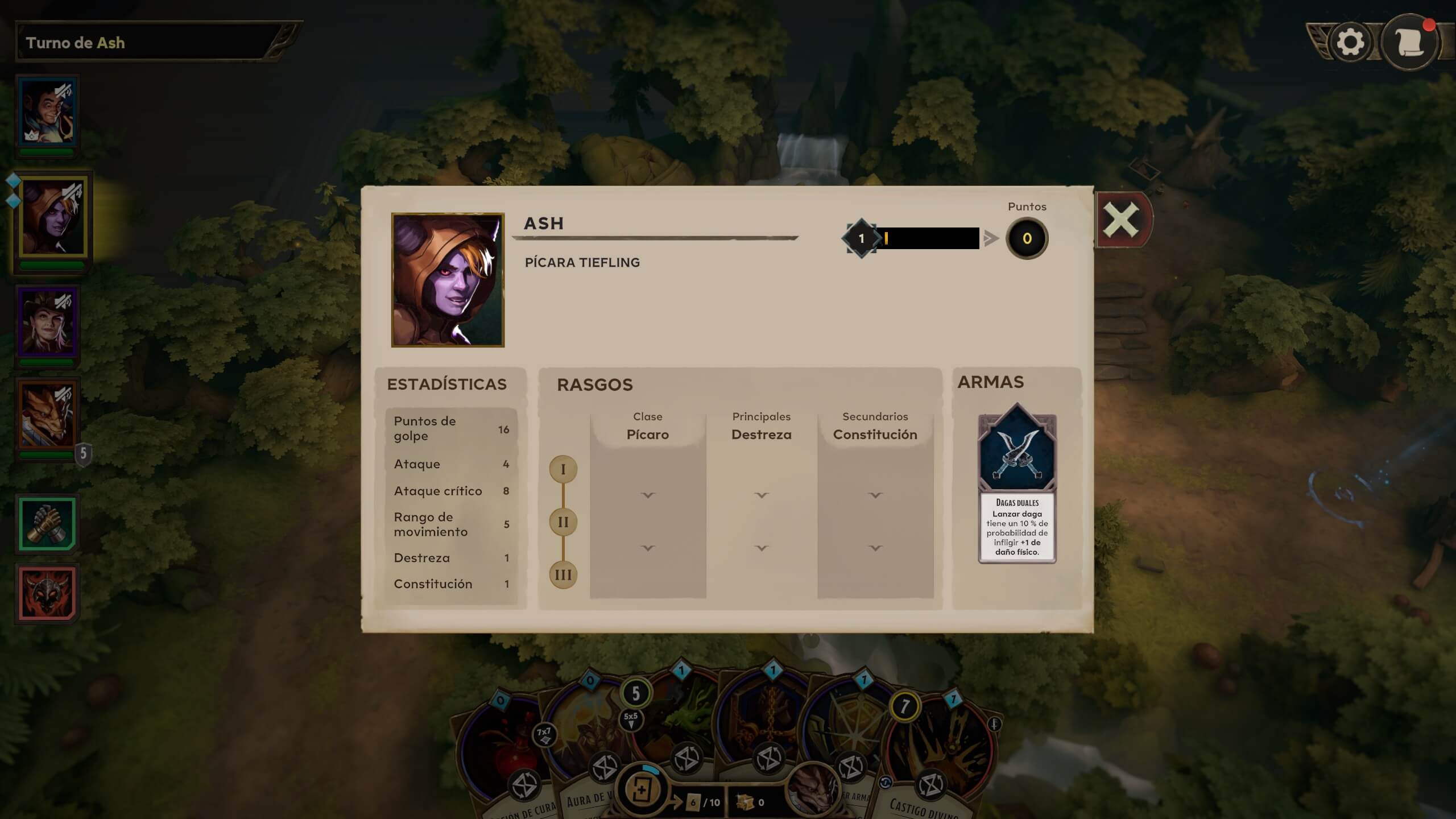 Análisis de Demeo x Dungeons and Dragons: Battlemarked | Ejemplo de ficha de personaje a nivel 1.