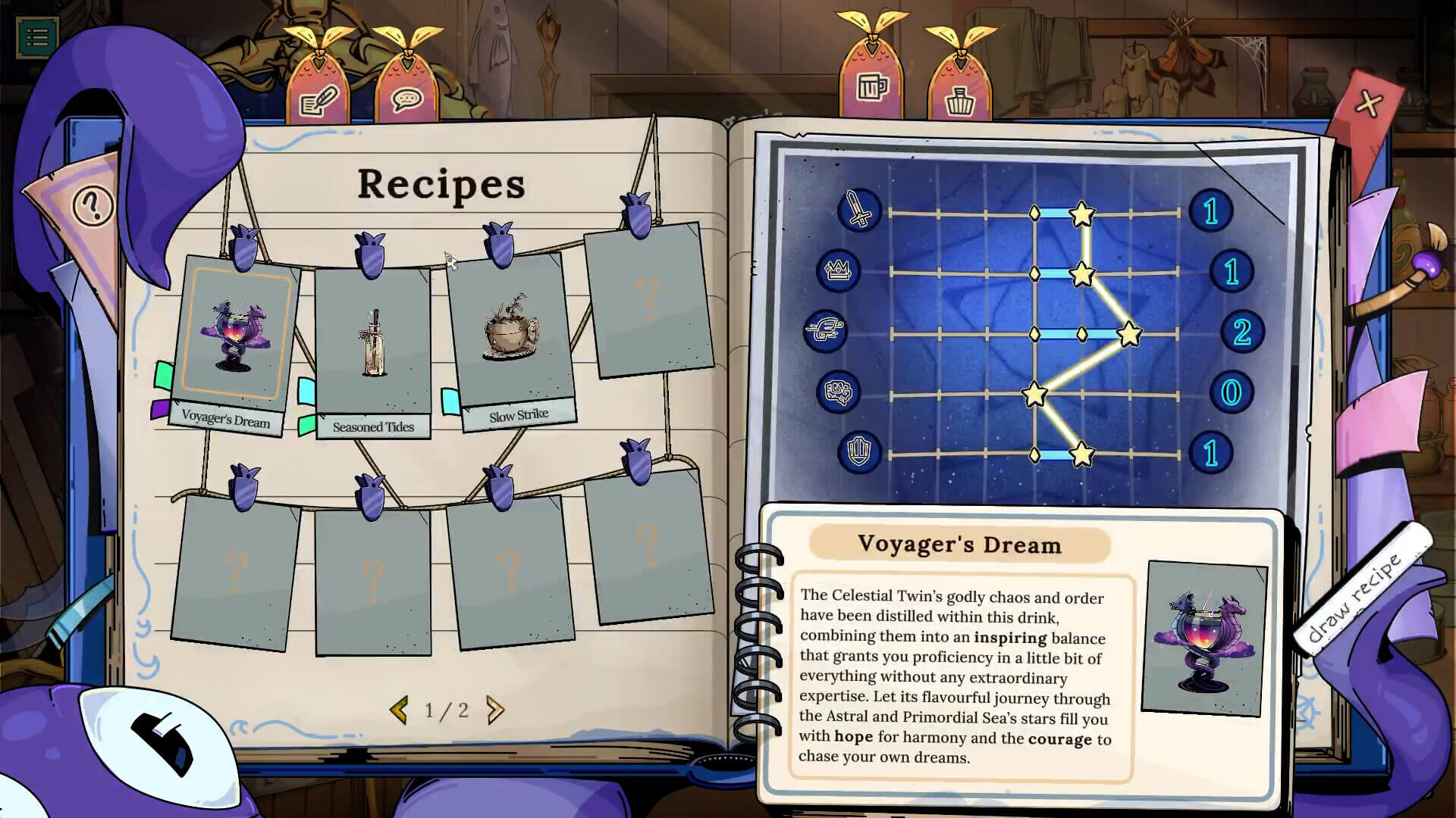 Análisis de Tavern Talk Stories: Dreamwalker, bebidas