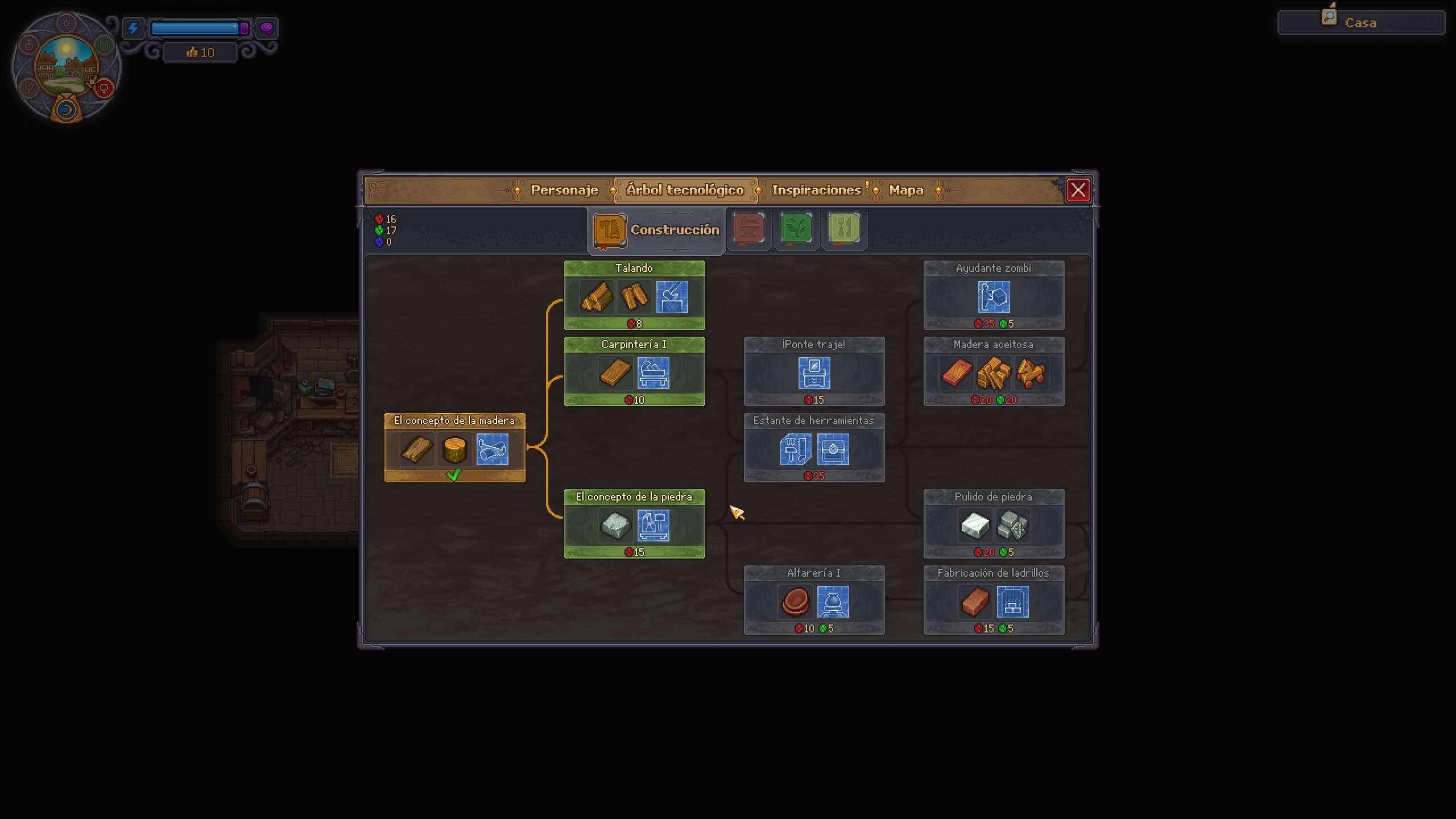 Análisis Graveyard Keeper | Uno de los árboles de habilidades... al principio del juego.