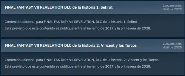 Final Fantasy VII Revelation expansiones