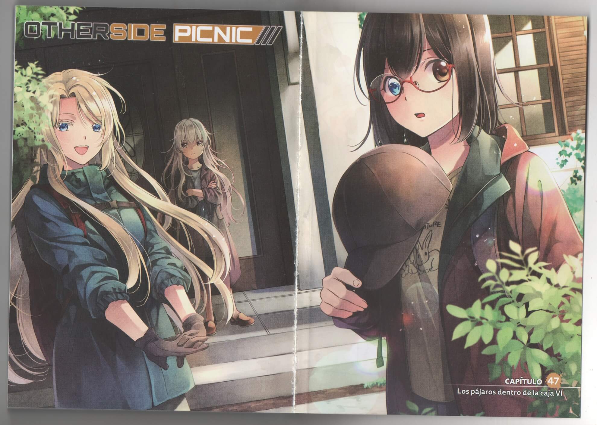 Reseña del manga Otherside Picnic n.º 9 | Páginas a color que incluye el noveno tomo.